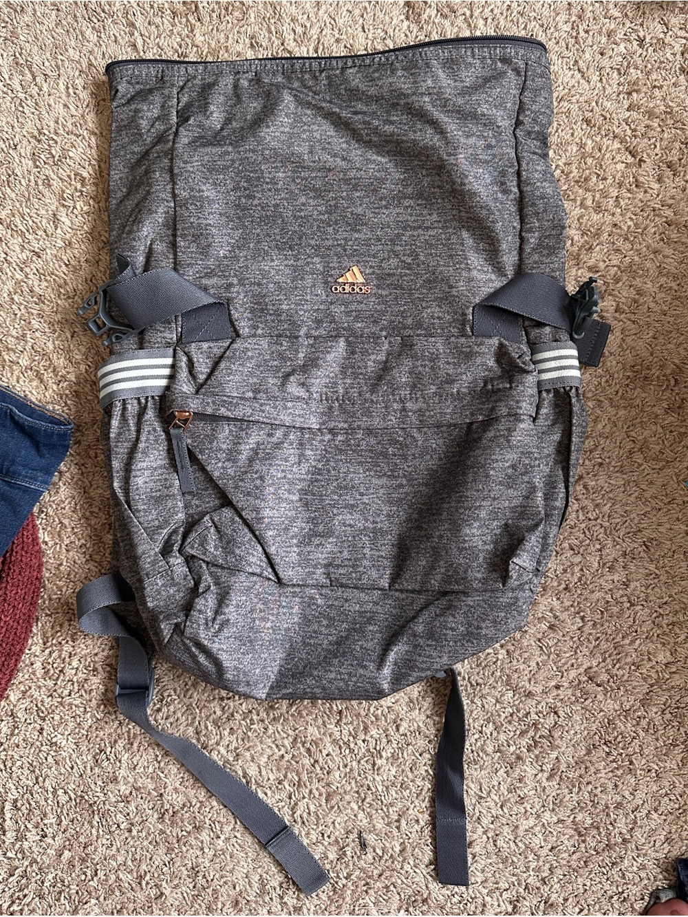 Adidas Gray Heather Roll-Top Backpack